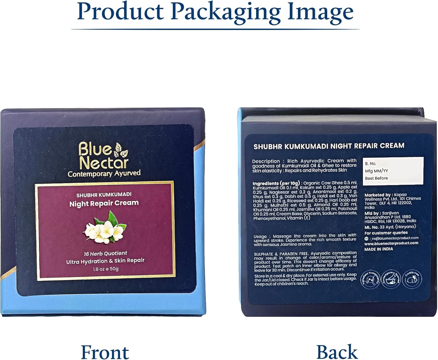 Kumkumadi Night Cream Face Moisturizer for Women with Natural Almond & Saffron | Hydrating Moisturizer Face Cream for Night Time (16 Herbs, 50G).