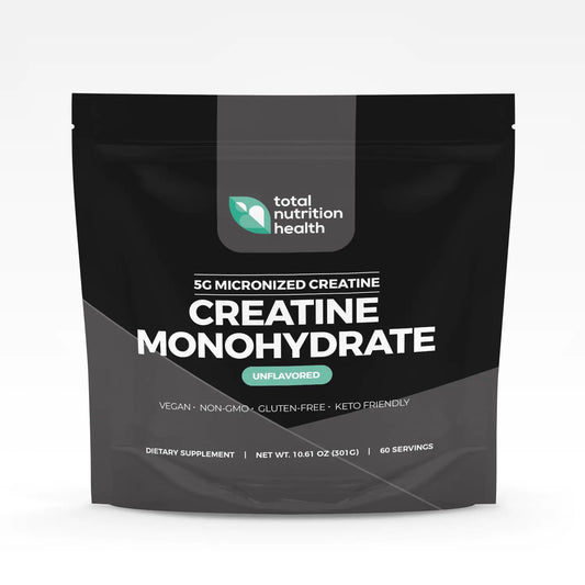 Total Nutrition Health Creatine Monohydrate – 5g Micronized Creatine Monohydrate Powder – Vitamin D and Black Pepper Extract – Unflavored Pre-Workout with Creatine for Energy Muscle Performance