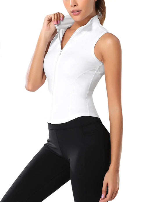 Women's Full Zip Sleeveless Workout Yoga Active Jacket