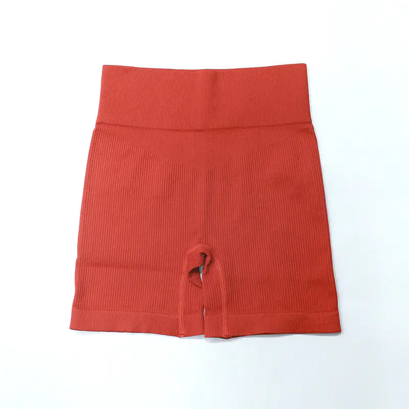 High Waist Threaded Sports Shorts for Active Wear