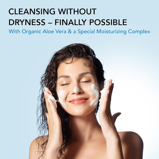 Foaming Facial Cleanser with Organic Aloe Vera, 98.6% Natural, Vegan Face Wash for Women, Gentle Hydrating Cleanser for Sensitive Skin, Removes Makeup & Impurities, 5.1 Fl Oz