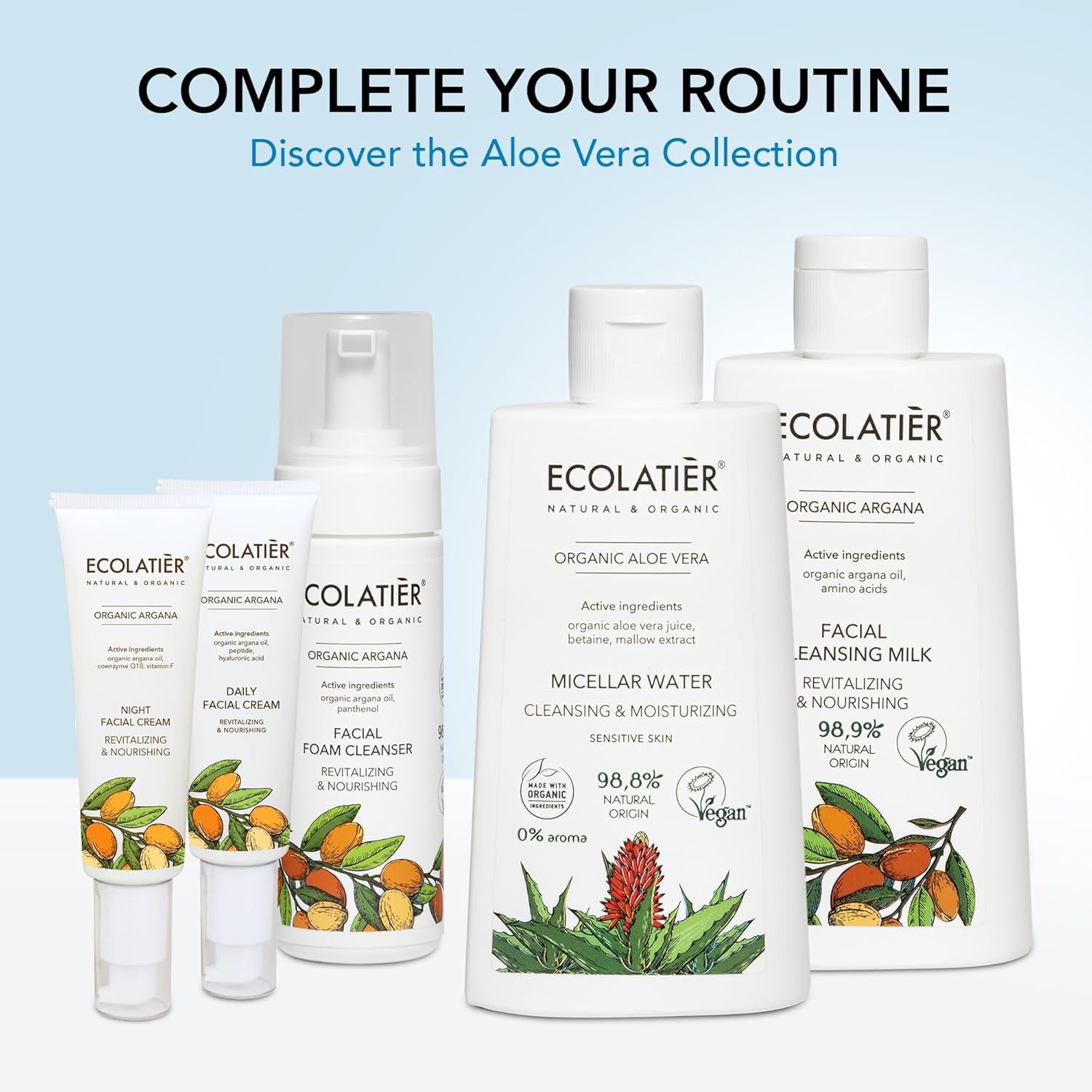 Foaming Facial Cleanser with Organic Aloe Vera, 98.6% Natural, Vegan Face Wash for Women, Gentle Hydrating Cleanser for Sensitive Skin, Removes Makeup & Impurities, 5.1 Fl Oz