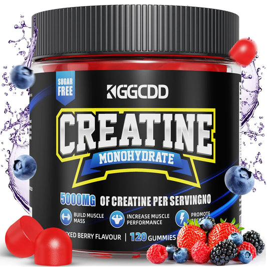 KGGCDD Creatine Monohydrate Gummies Sugar Free 5g of Creatine Monohydrate per Serving for Muscle Maximum Strength Energy Focus Endurance creatine Supplements for Women Men 120Count Mixed Berry