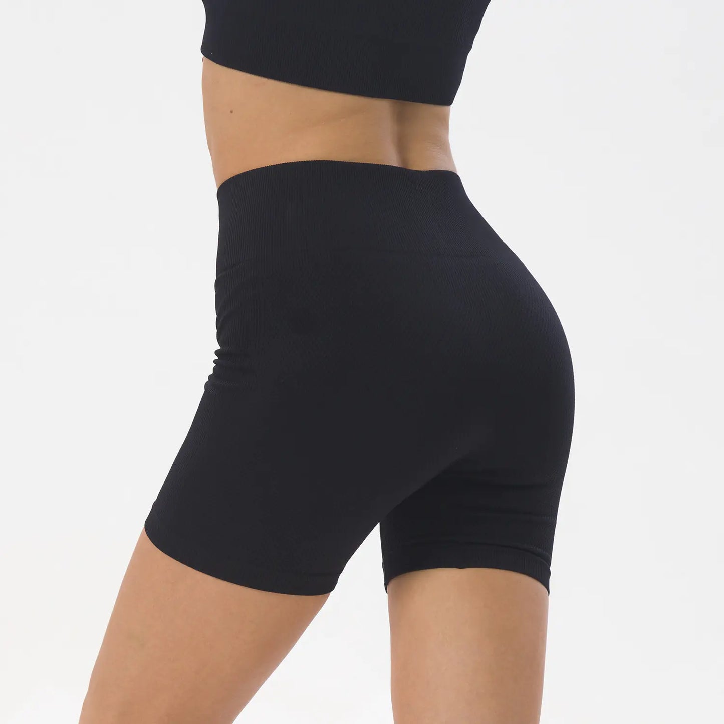 High Waist Threaded Sports Shorts for Active Wear