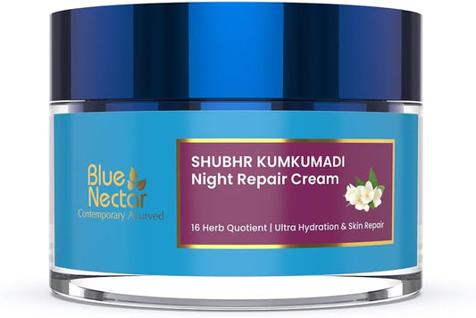 Kumkumadi Night Cream Face Moisturizer for Women with Natural Almond & Saffron | Hydrating Moisturizer Face Cream for Night Time (16 Herbs, 50G).
