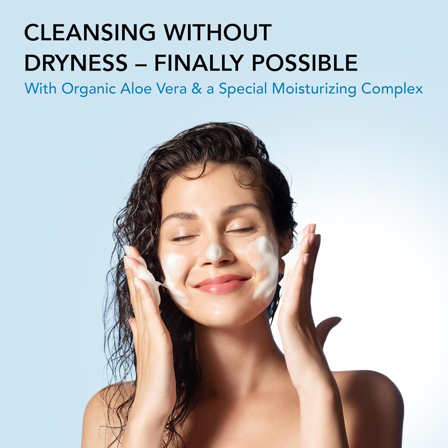 Foaming Facial Cleanser with Organic Aloe Vera, 98.6% Natural, Vegan Face Wash for Women, Gentle Hydrating Cleanser for Sensitive Skin, Removes Makeup & Impurities, 5.1 Fl Oz